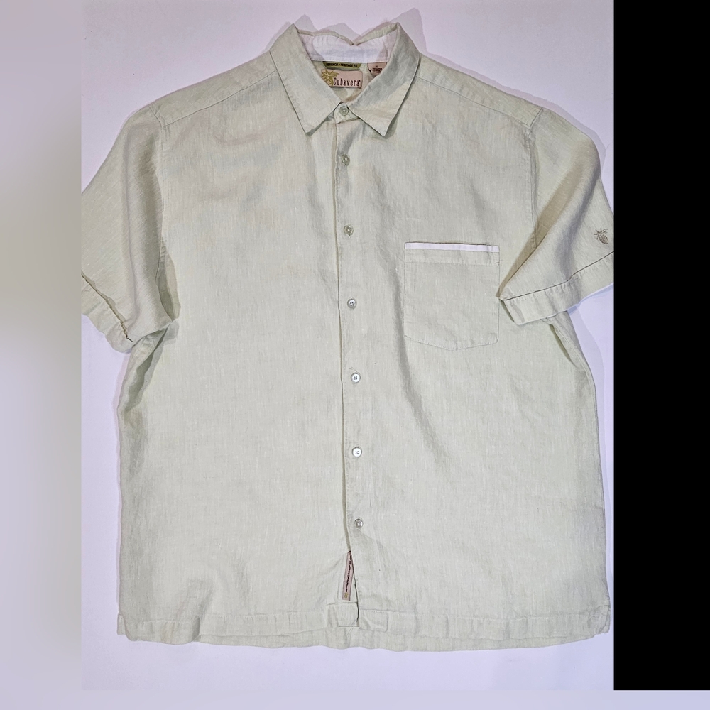 Cubavera Mens Linen Shirt Size XL Light Green